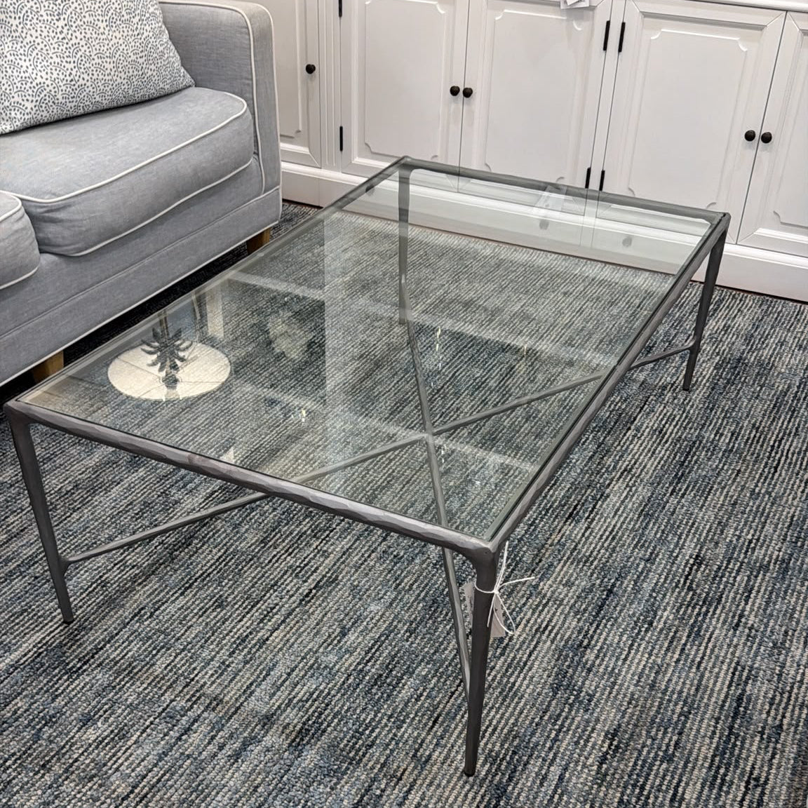 Soho Forged Silver Rectangular Coffee Table With Glass Top