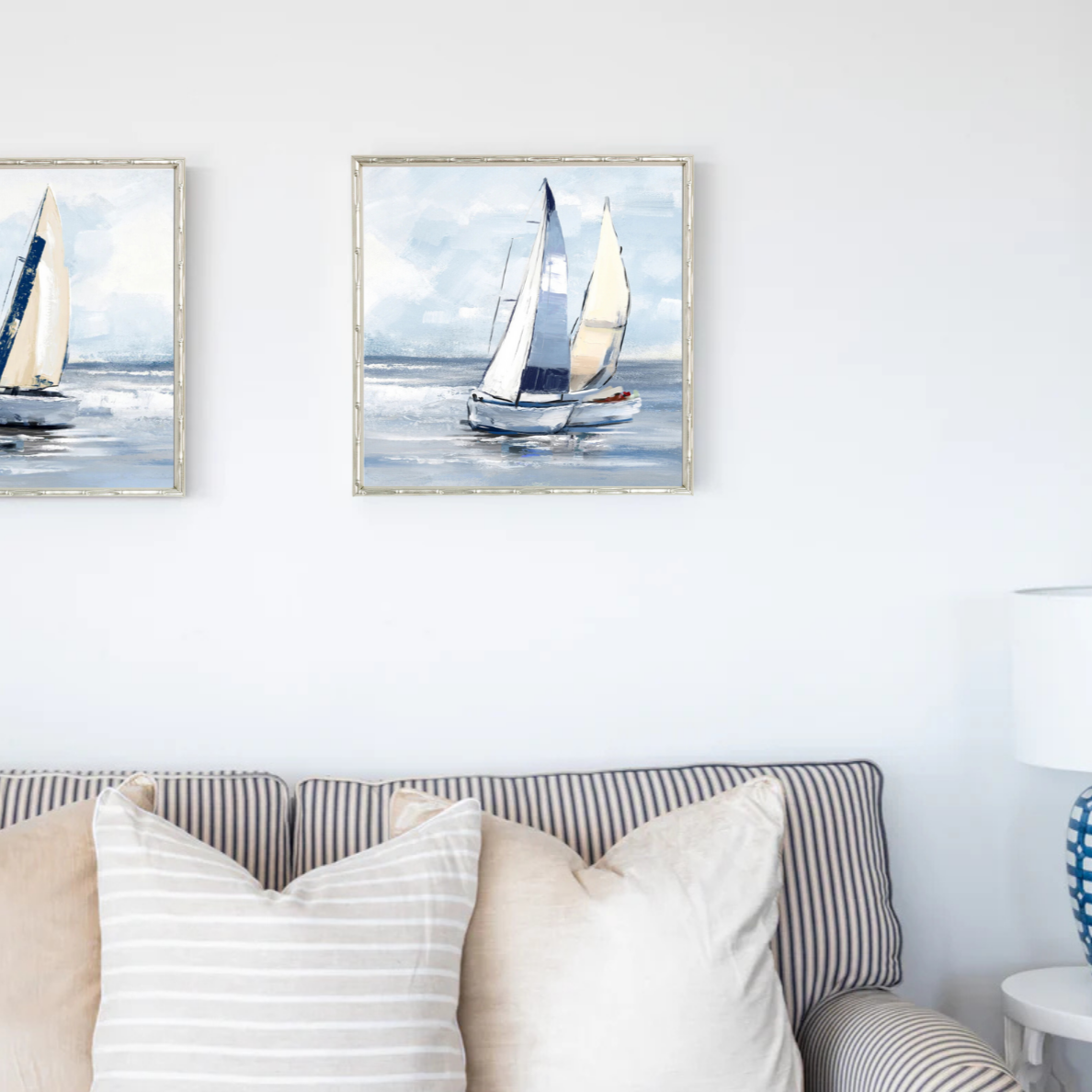Sailing Day 2 Small Canvas in Bamboo Champagne Frame