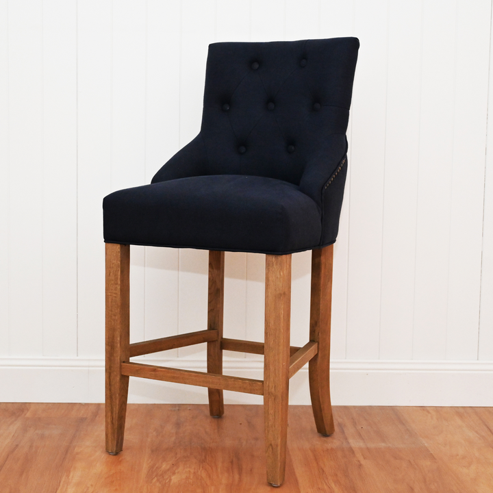 Leopold Upholstered Linen Kitchen Stool