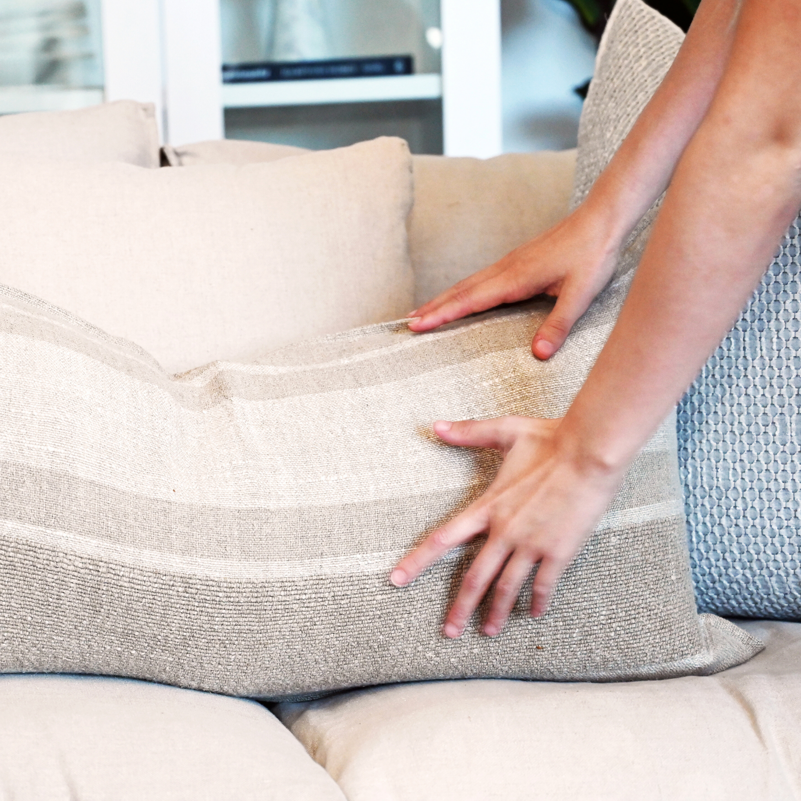 Boho Long Stripe Neutral Linen Cushion - Cover Only