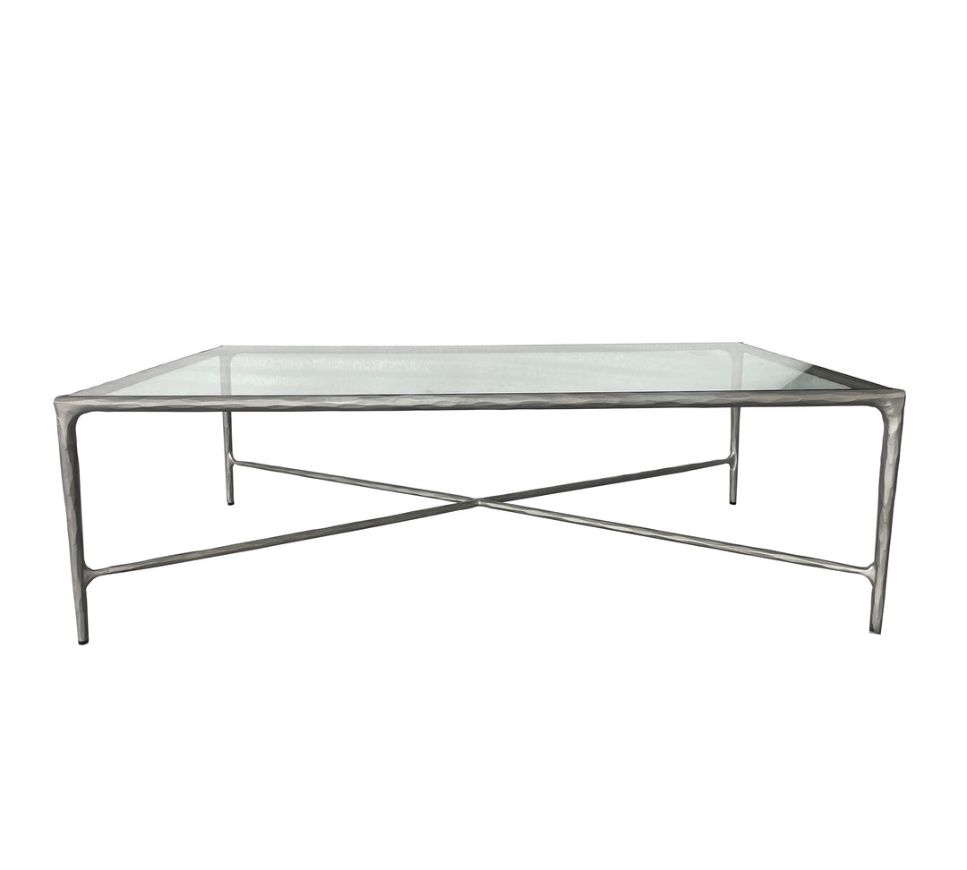Soho Forged Silver Rectangular Coffee Table With Glass Top
