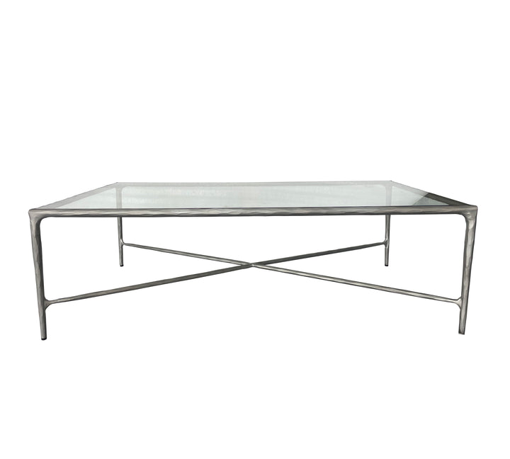 Soho Forged Silver Rectangular Coffee Table With Glass Top