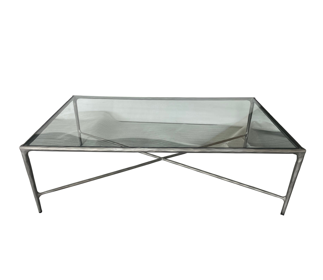 Soho Forged Silver Rectangular Coffee Table With Glass Top