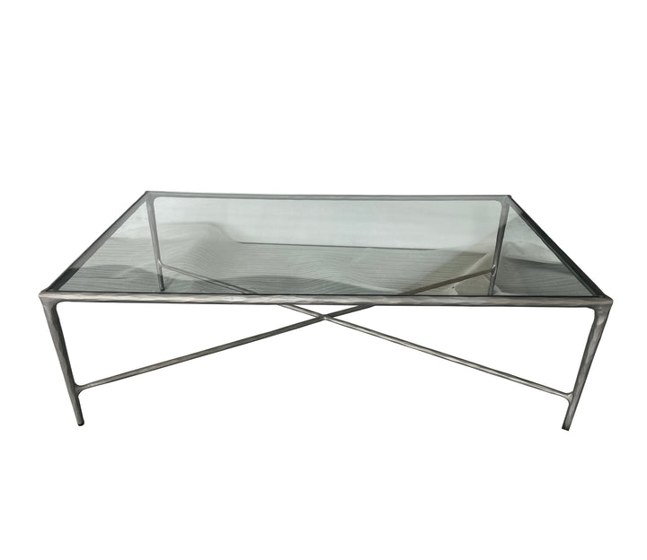 Soho Forged Silver Rectangular Coffee Table With Glass Top