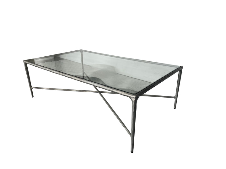 Soho Forged Silver Rectangular Coffee Table With Glass Top