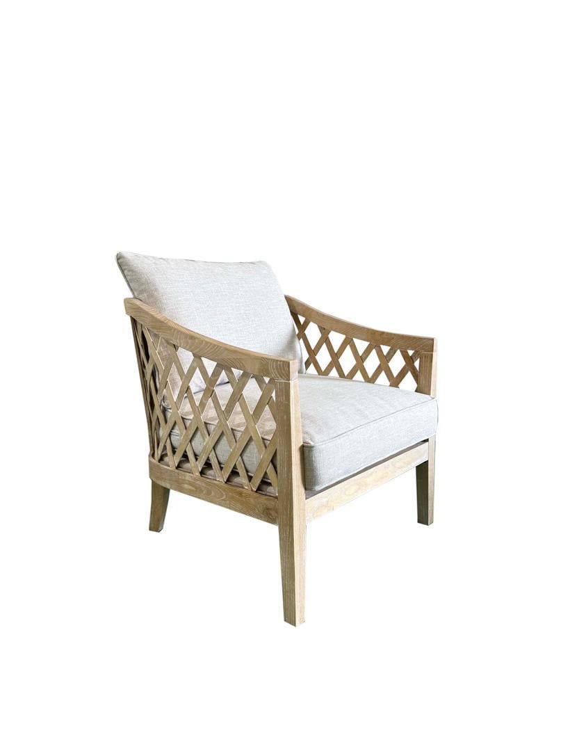 Lattice Oak And Linen Armchair