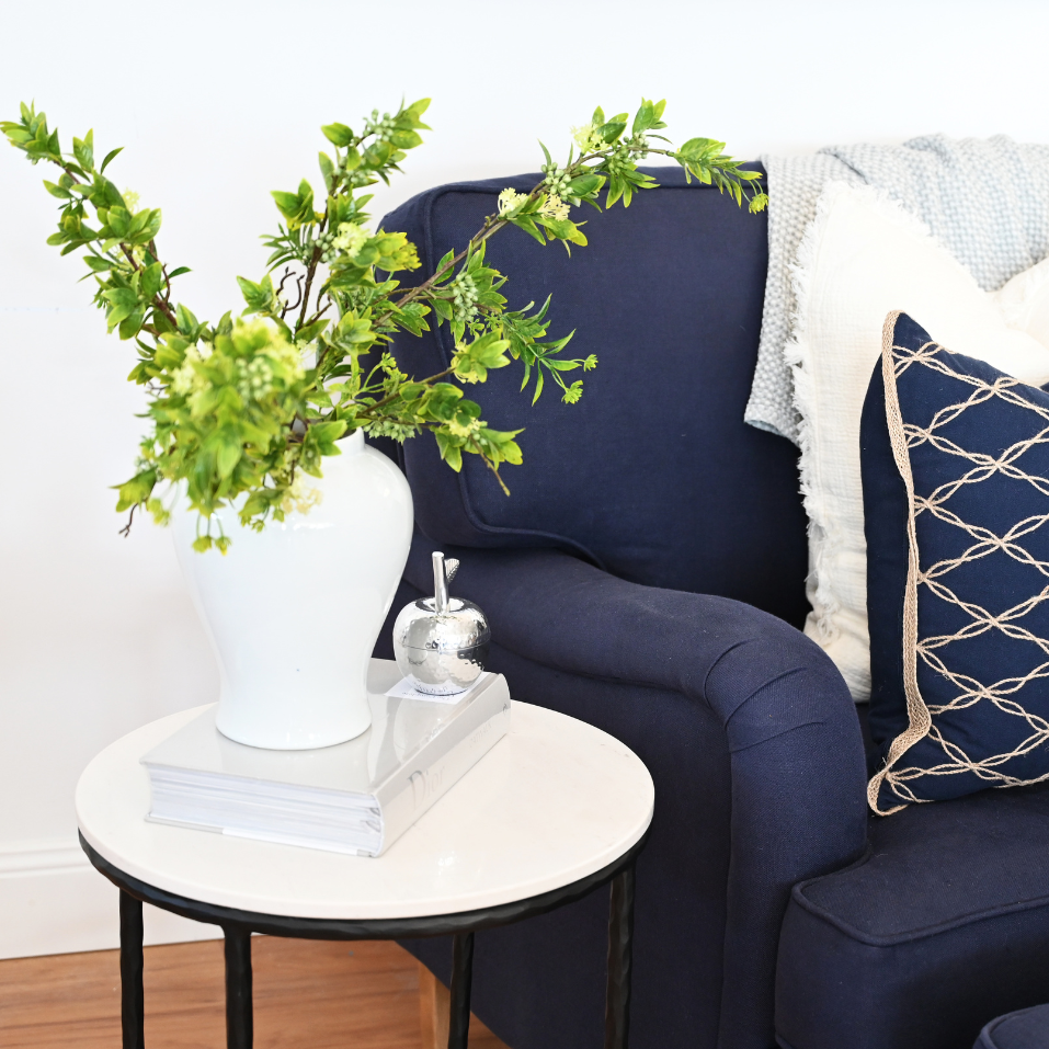 Soho Forged Black Leg Side Table With Carrera Marble