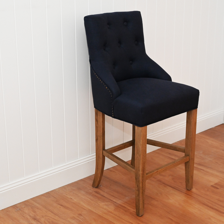 Leopold Upholstered Linen Kitchen Stool