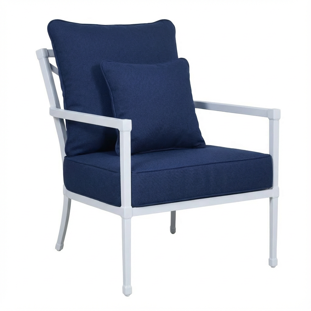 Amalfi White Outdoor Armchair Navy