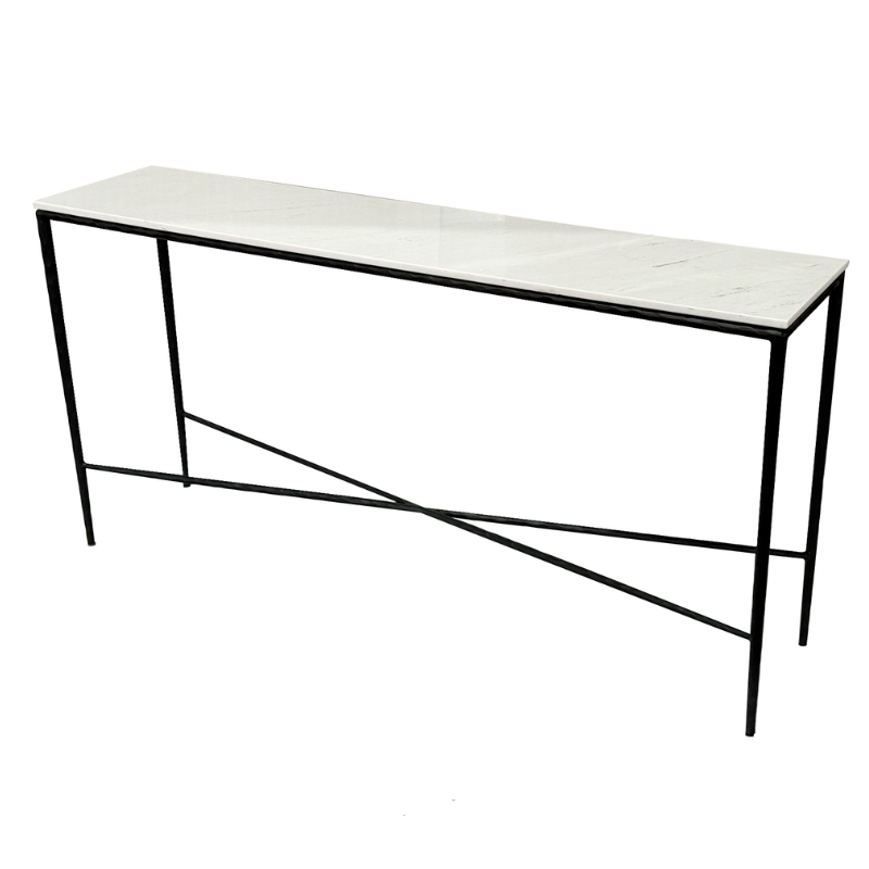 Soho Forged Black Console Table With Marble Top - Sydney Floorstock