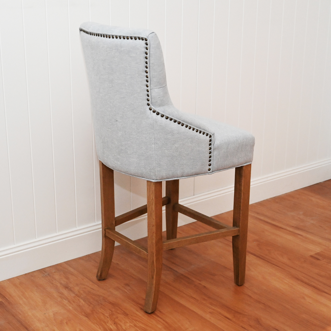 Leopold Upholstered Linen Kitchen Stool