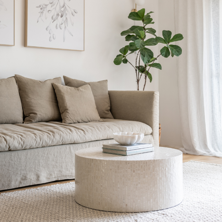 Mother Of Pearl Round Coffee Table