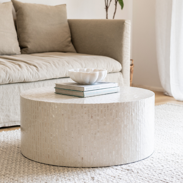 Mother Of Pearl Round Coffee Table