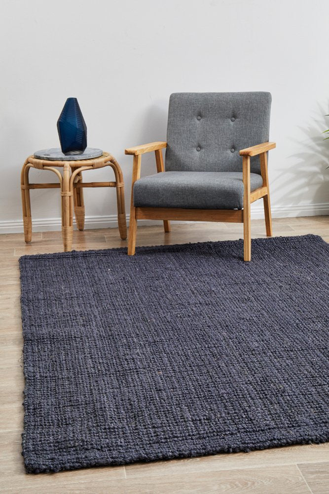 Chunky Natural Fiber Barker Navy Rectangle Rug
