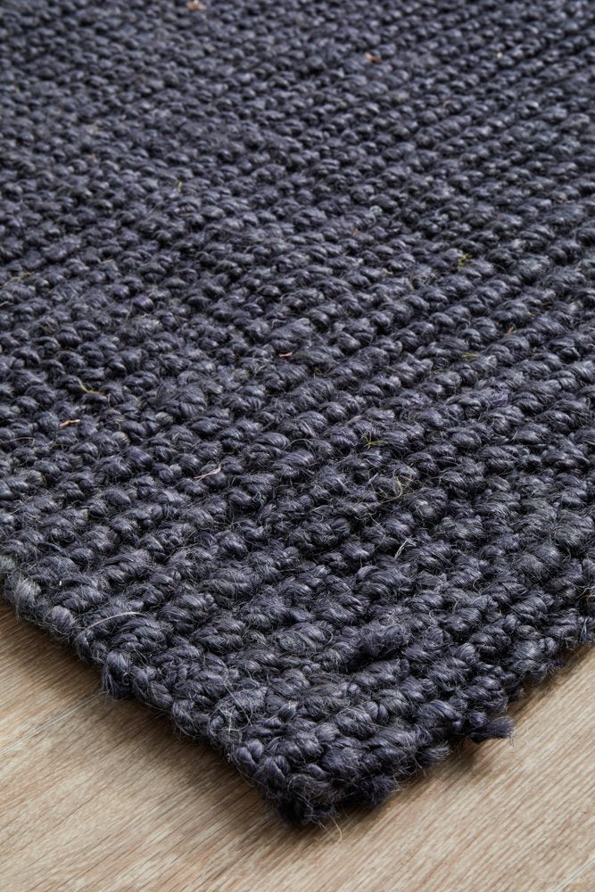 Chunky Natural Fiber Barker Navy Rectangle Rug