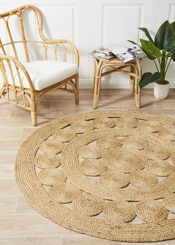 Natural Daisy Jute Round Rug