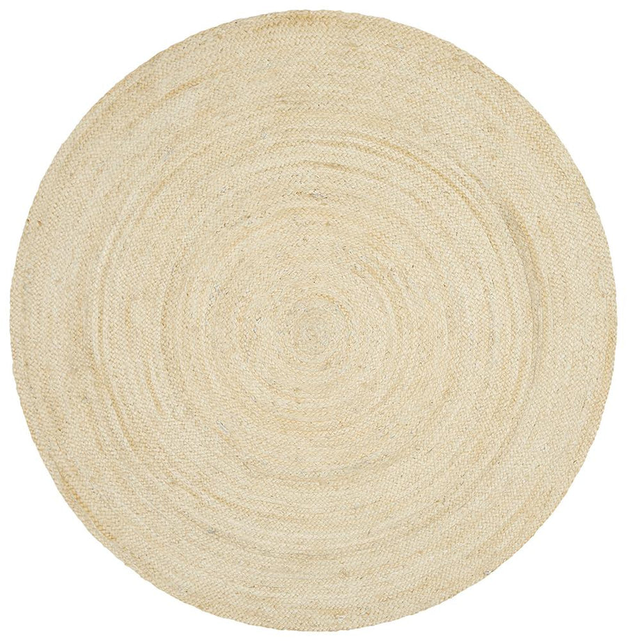 Jute Natural Round Rug Bleached
