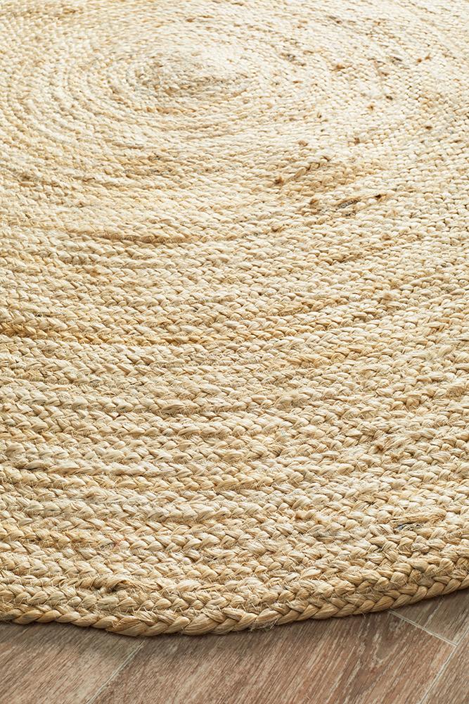 Jute Natural Round Rug Bleached