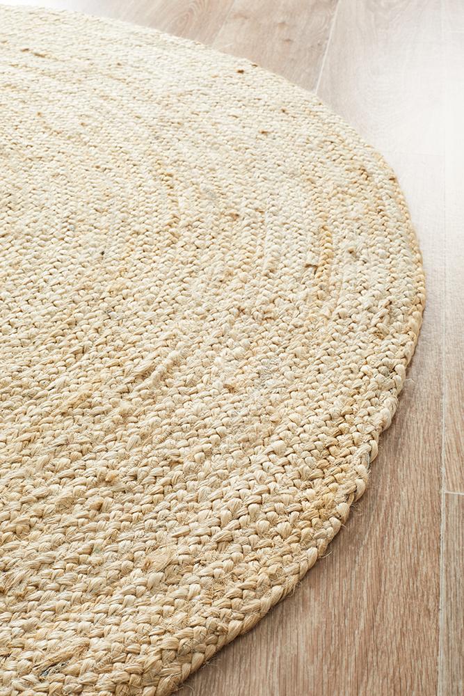 Jute Natural Round Rug Bleached