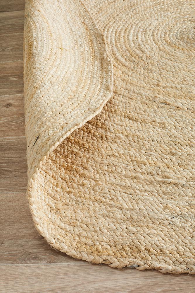 Jute Natural Round Rug Bleached