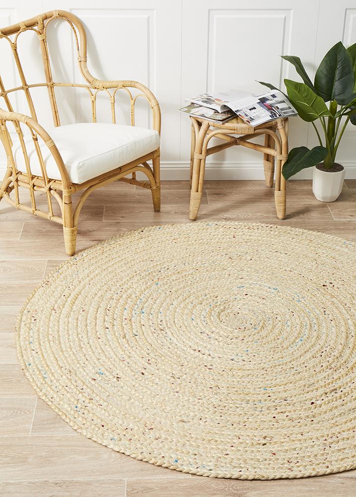 Diva Bleached Natural Round Rug