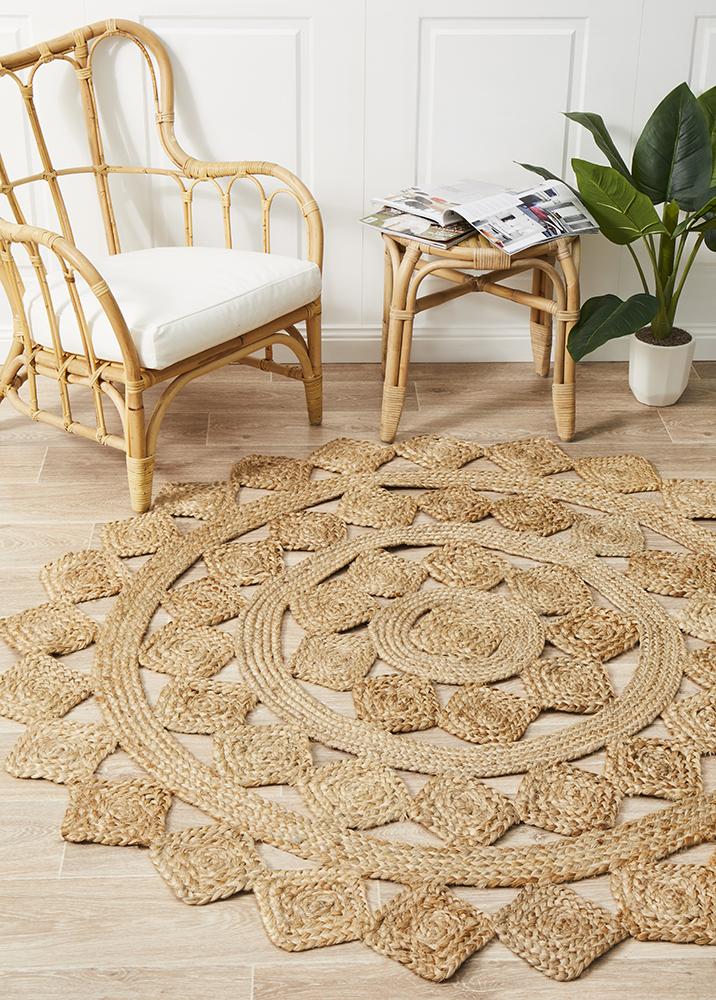 Jute Natural Tessellate Round Rug