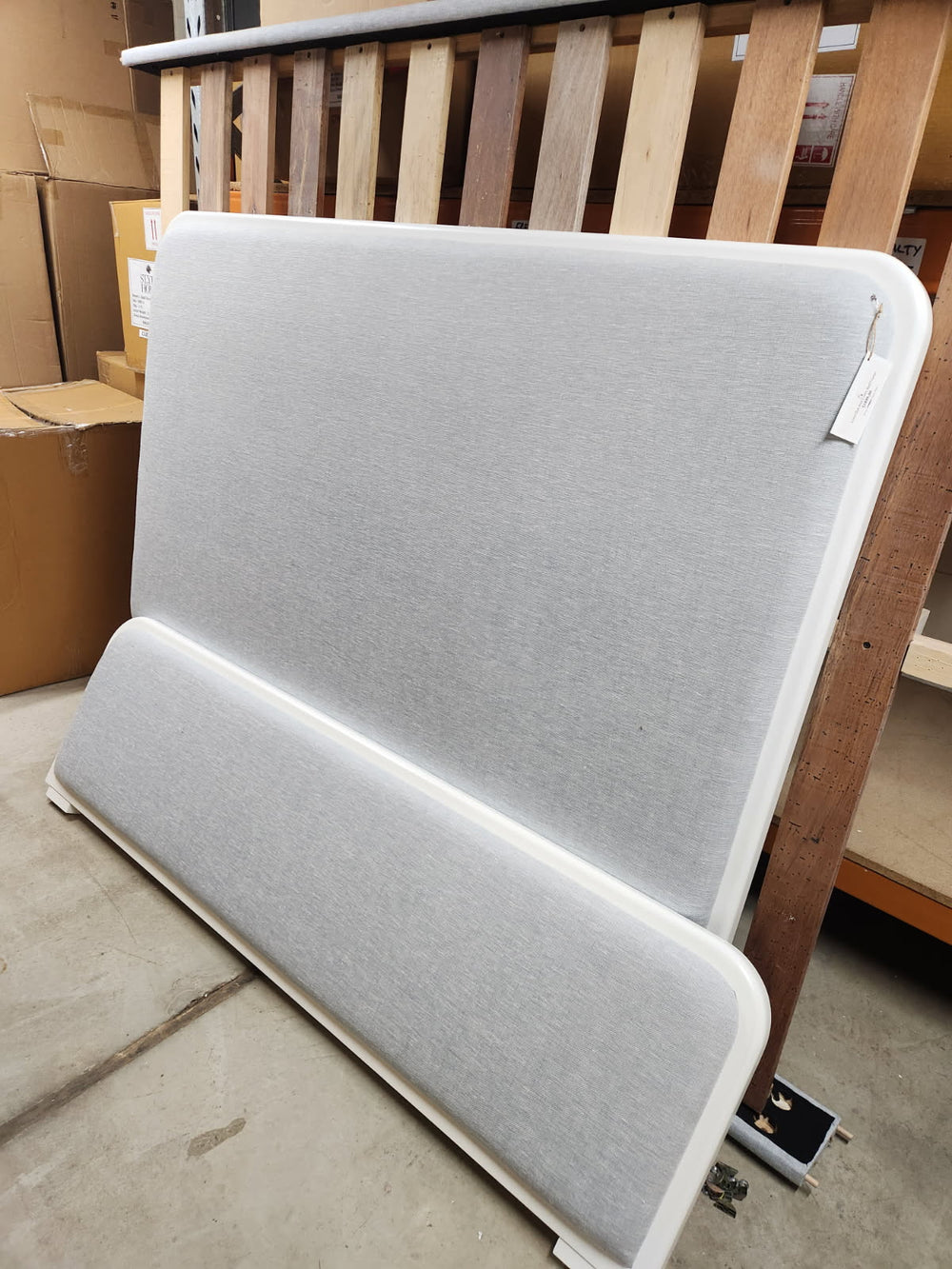 Luna White And Duck Egg Blue Bed Frame Queen - Sydney Floorstock