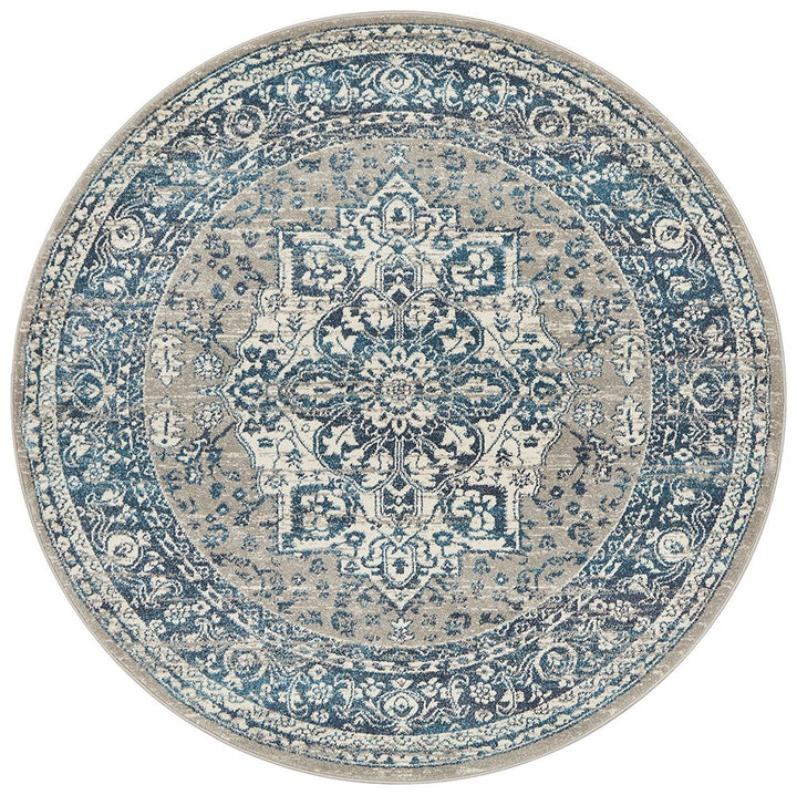 Babylon Transitional Blue Round Rug