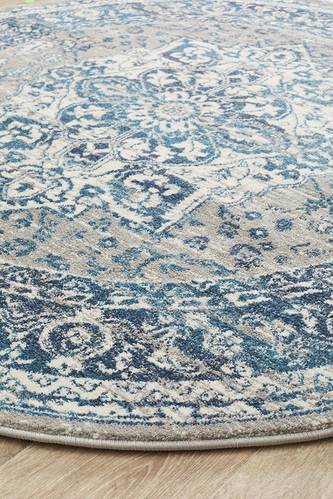 Babylon Transitional Blue Round Rug