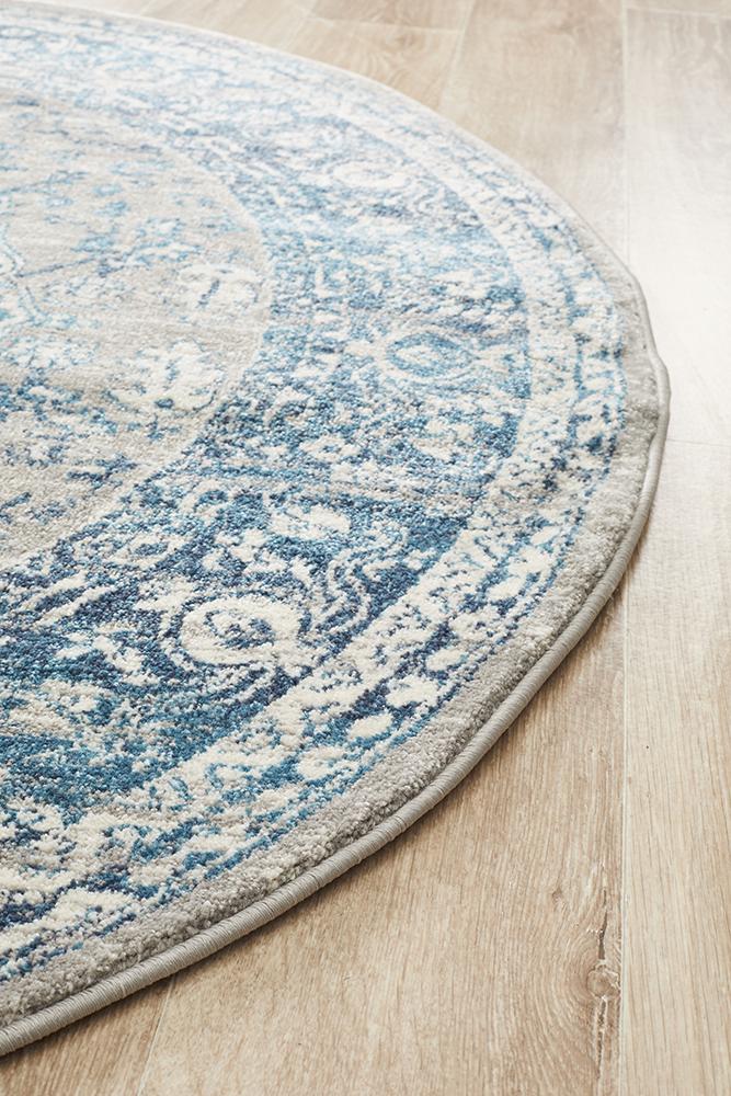 Babylon Transitional Blue Round Rug
