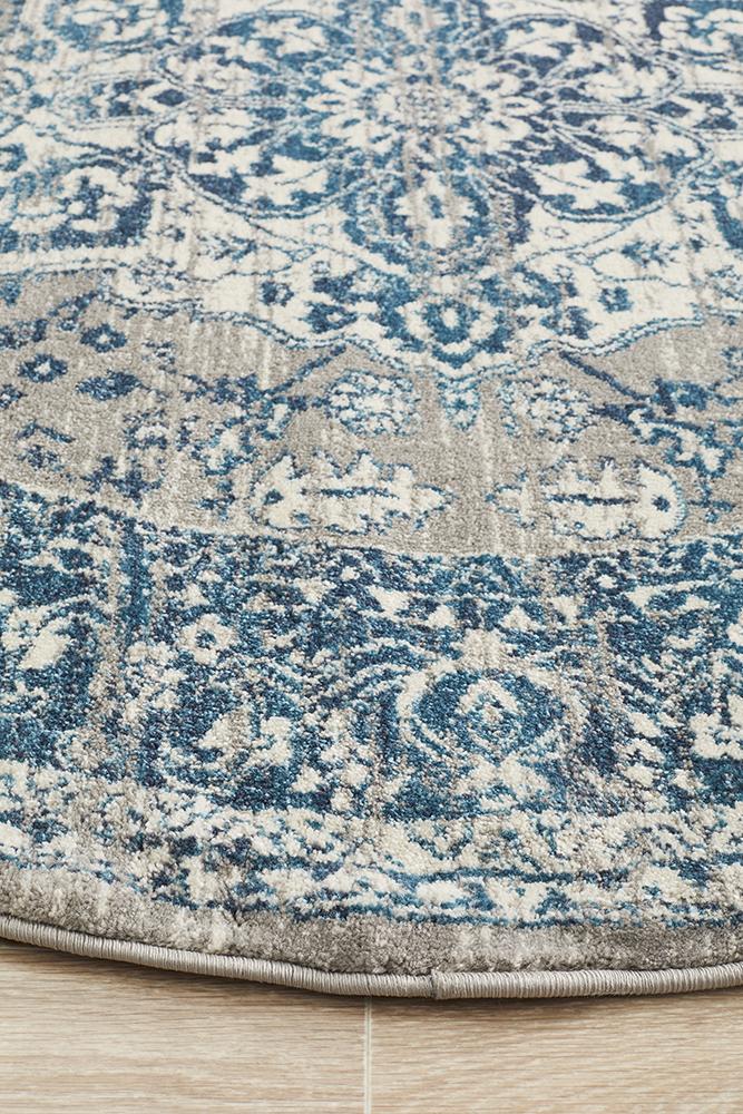 Babylon Transitional Blue Round Rug