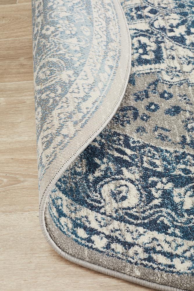 Babylon Transitional Blue Round Rug