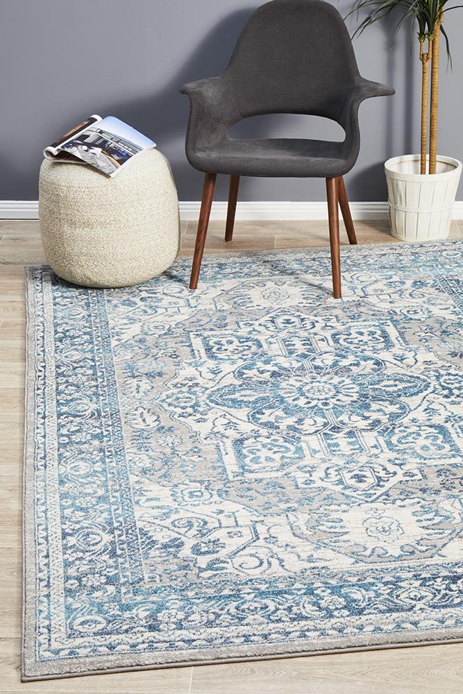 Babylon Transitional Blue Rectangle Rug