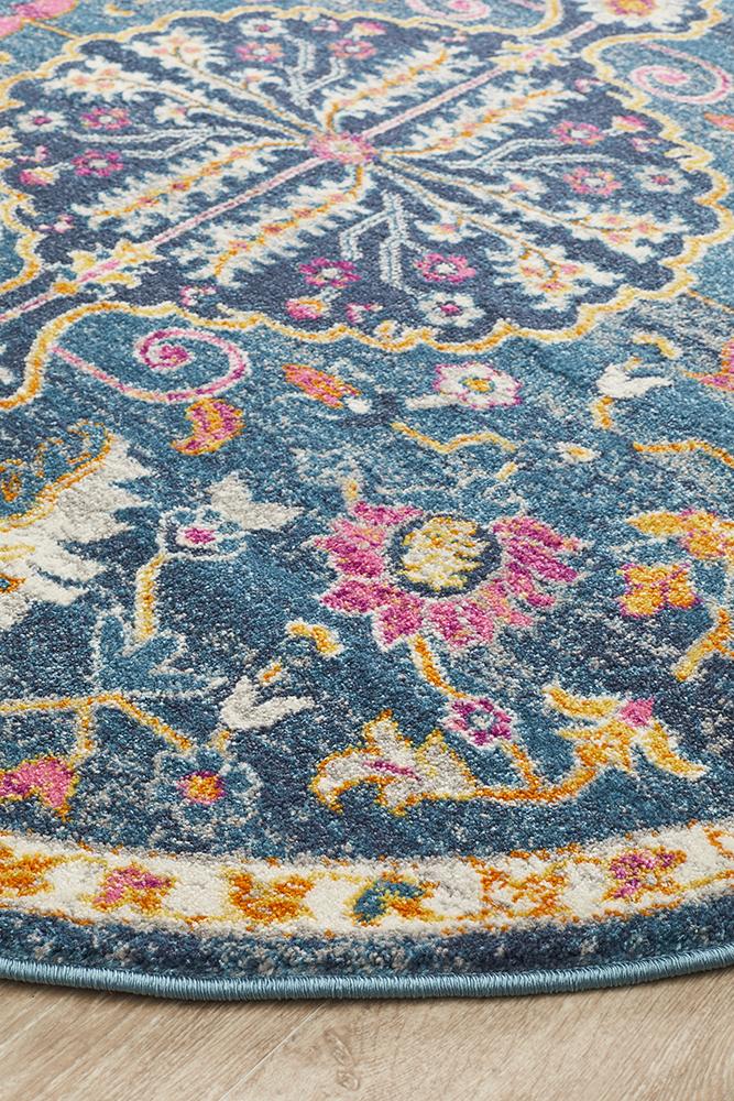 Motif Navy Round Rug
