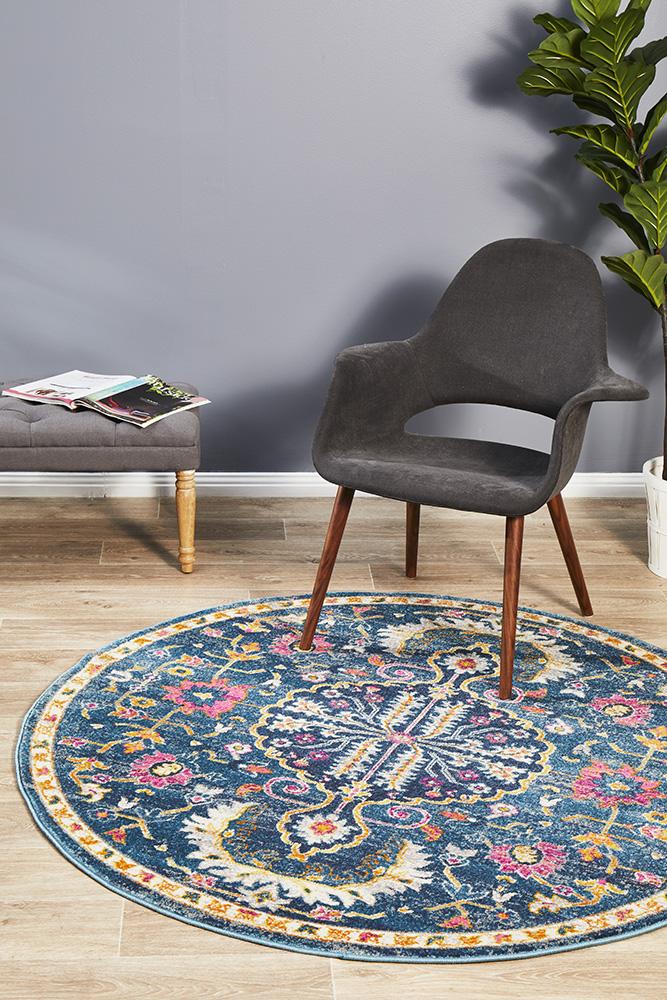 Motif Navy Round Rug