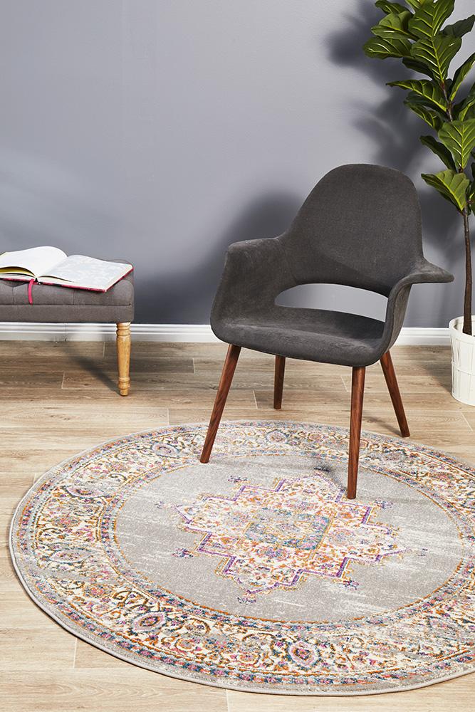 Motif Grey Round Rug