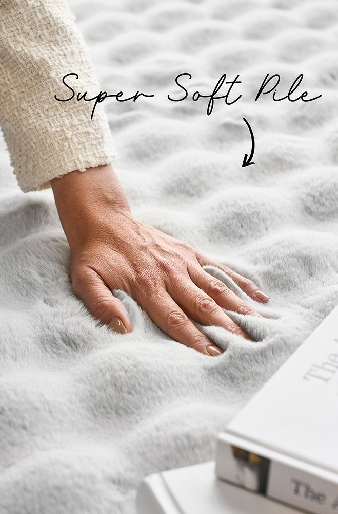 Bubble Silver Washable Round Rug