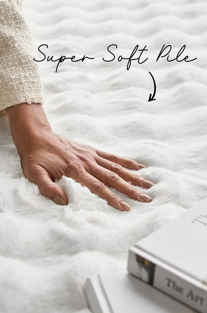 Bubble White Washable Rectangle Rug