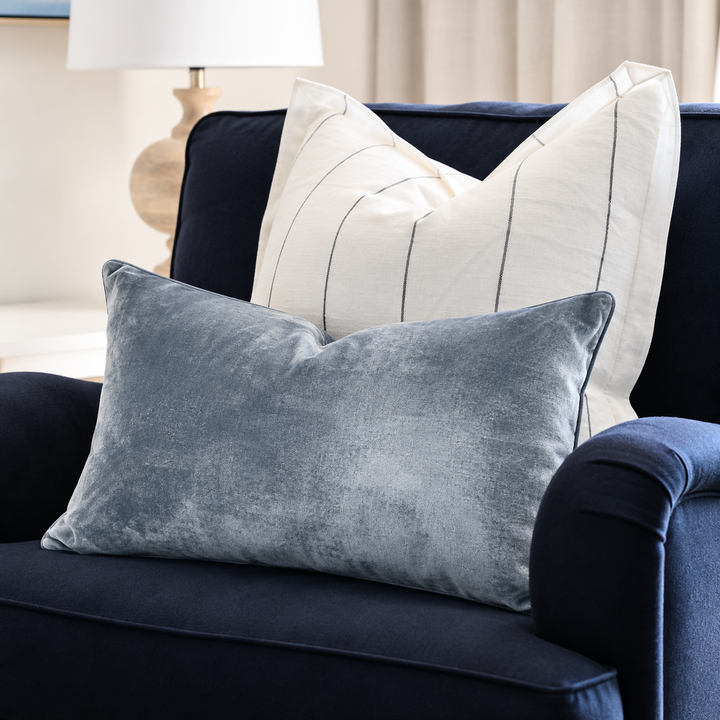 Sky Blue Velvet Luxury Lumbar Cushion
