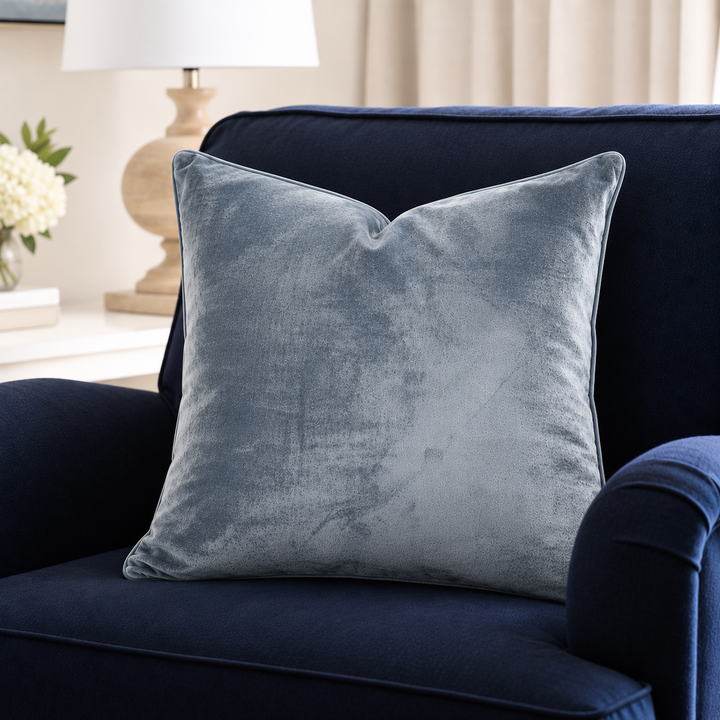 Sky Blue Velvet Luxury Square Cushion