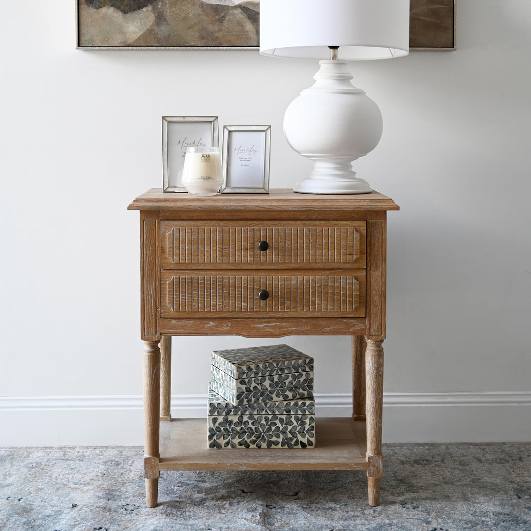 Clementine Medium Bedside Table Whitewash Oak