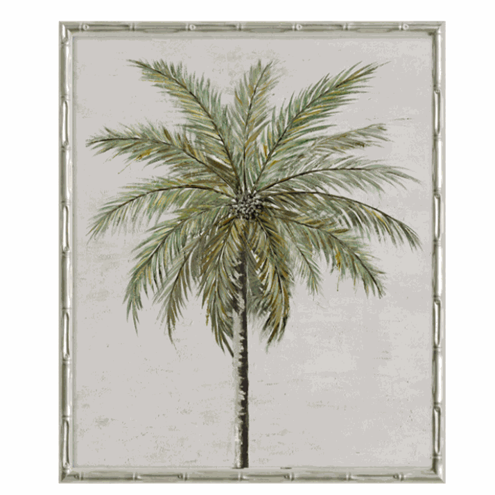 Palm Paradise Small Canvas in Bamboo Champagne Frame