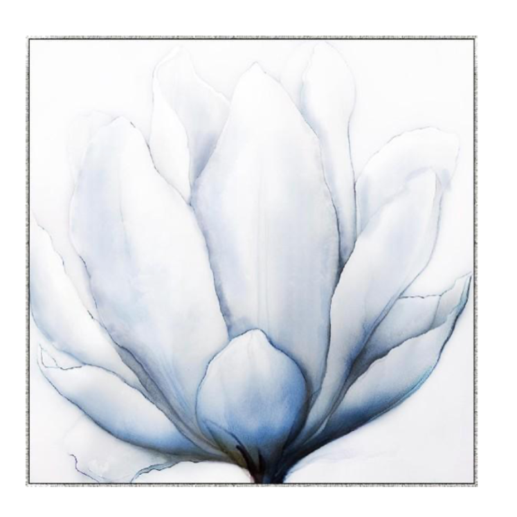 Azure Bloom' Canvas in Antique Silver Frame