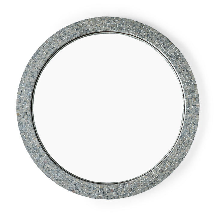Classic Blue Mother of Pearl Round Mirror 80cm