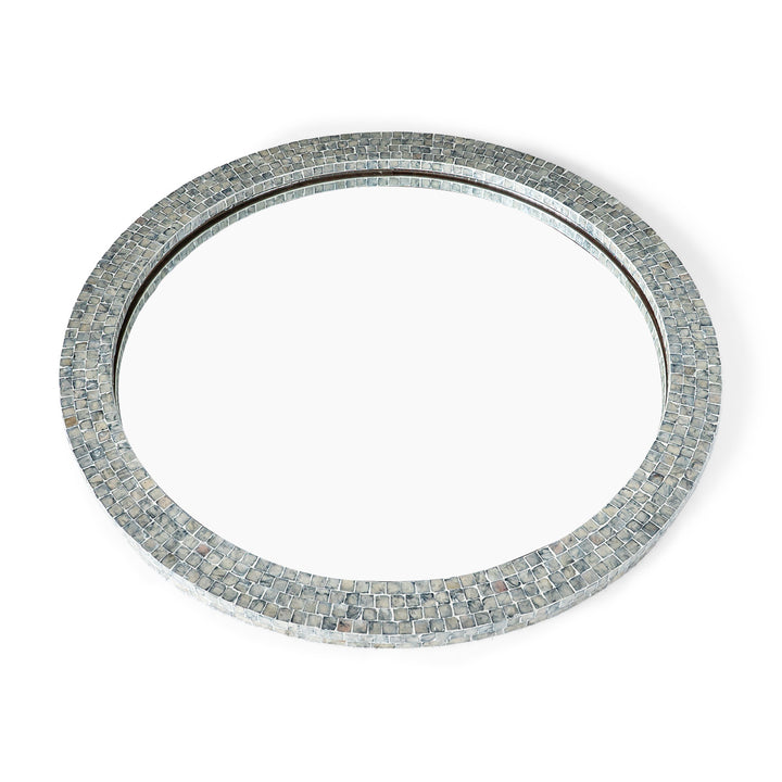 Classic Blue Mother of Pearl Round Mirror 80cm