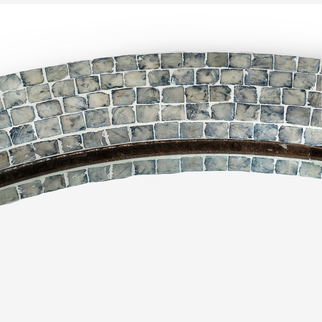 Classic Blue Mother of Pearl Round Mirror 80cm