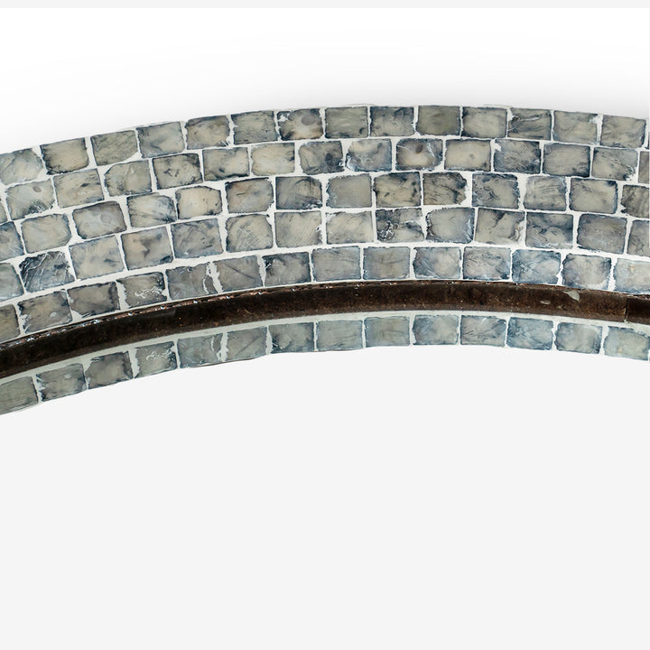 Classic Blue Mother of Pearl Round Mirror 80cm