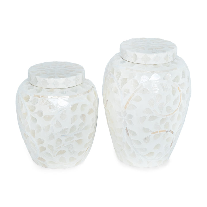Vine Neutral Mother of Pearl Ginger Jar - 2 Sizes