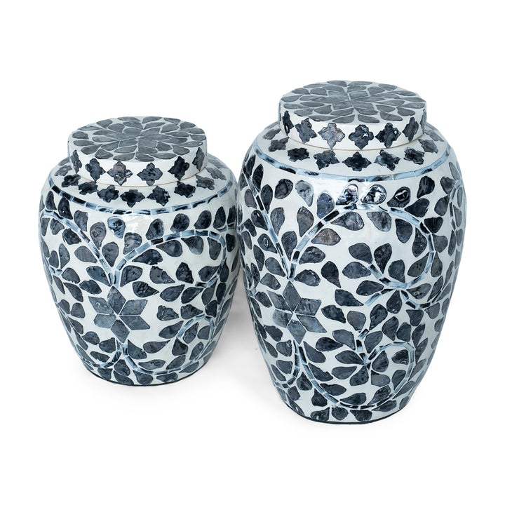 Vine Blue Mother of Pearl Ginger Jar - 2 Sizes