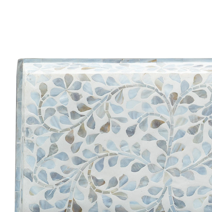 mother of pearl neutral rectangle floral tray